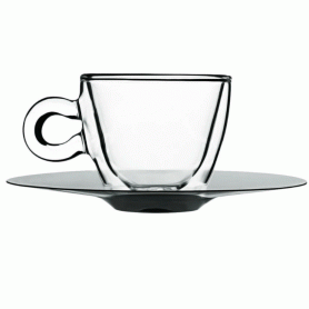 6 tazze caffè con piatto in vetro termico