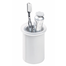 Narciso portaspazzolini tecnocuoio bianco  TCR7057