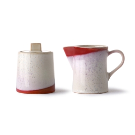 ceramic 70's milk jug & sugar pot