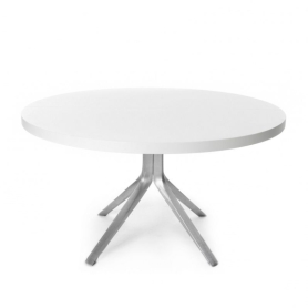 Oops exteding table Ø cm 125 brushed aluminium legs