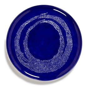 Piatto torta Feast lapis lazuli swirl-dots white cm 35