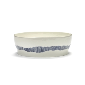 Insalatiera Feast white swirl-stripes blue cm 28