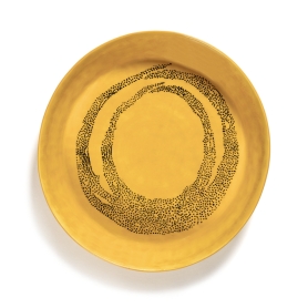 Piatto da portata fondo Feast sunny yellow swirl-dots black cm 30