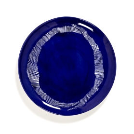 Piatto piano Feast lapis lazuli swirl-stripes white cm 26,5