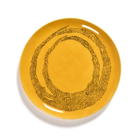 Piatto piano Feast sunny yellow swirl-dots black cm 26,5