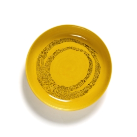 Piatto fondo Feast sunny yellow swirl-dots black cm 22