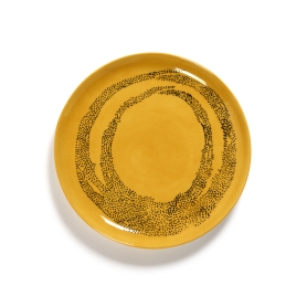 Piatto frutta Feast sunny yellow swirl-dots black cm 22,5