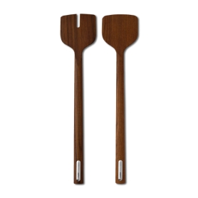 Coppia posate insalata in legno carbonizzato