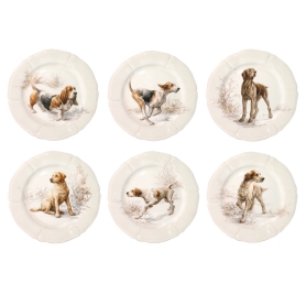 6 dessert plates dogs cm 23,2