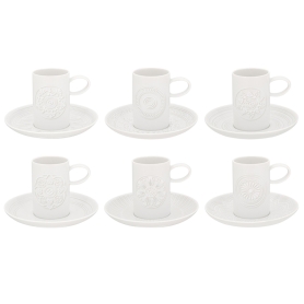 6 coffee cups with saucers