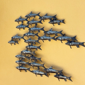 scultura da parete banco di sardine
