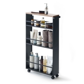 carrello Slim nero top noce