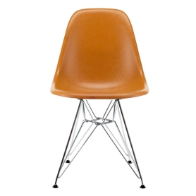 Eames plastic chair DSR chrome/dark ochre
