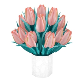 biglietto tulipani rosa pop up