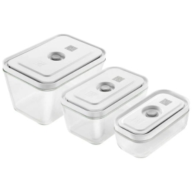 set 3 contenitori sottovuoto in vetro