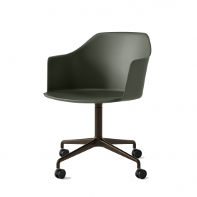 Green wheeled desk chair with bronze base HW48