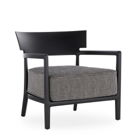 poltrona Cara Mat nero opaco con tessuto antracite