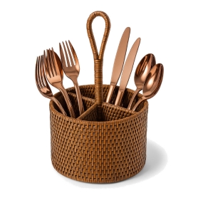 rattan cutlery holder
