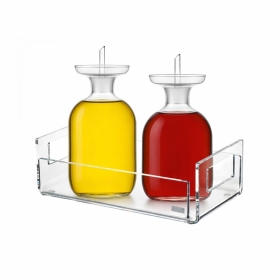 oil and vinegar cruets on tray