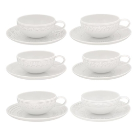 6 teacups with saucers