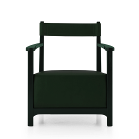 Chinotto leather armchair green lacquered  and green leather