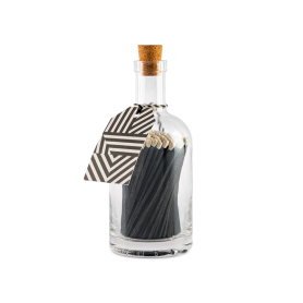 bottle filled with matches Black Geometric 125 pcs