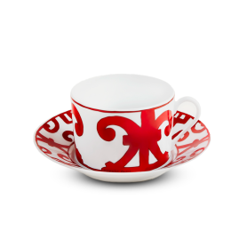 2 breakfast cups with saucers