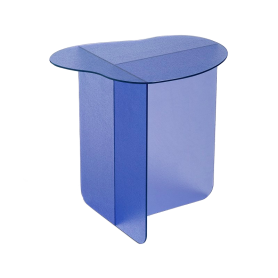 blue textured glass side table