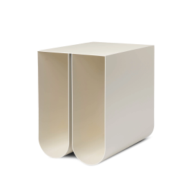 Curved side table matt beige