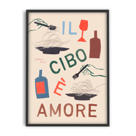 stampa Il cibo è amore cornice nera