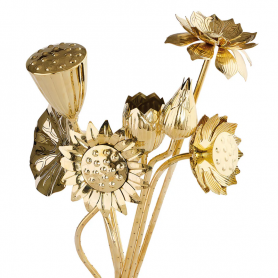 brass flower bouquet 7 pieces