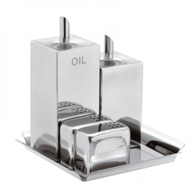 4 piece oil cruet with tray