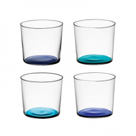 set of 4 glasses blue tones