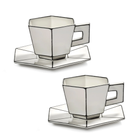 Black Carte Blanche tea cup set of 2
