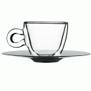 6 tazze caffè con piatto in vetro termico