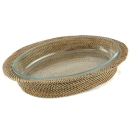 pirofila ovale grande con supporto rattan 
