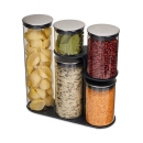 set 5 barattoli con supporto Podium