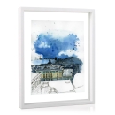 Veduta di Genova da Palazzo Bianco - litografia con cornice