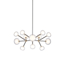 Nabila chandelier 552.12 nero opaco, ottone spazzolato e vetro trasparente