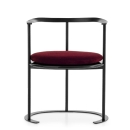 Catilina sedia grigio metallizzato e velluto bordeaux Mohair