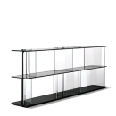 consolle vetro extrachiaro con base vetro nero cm 180
