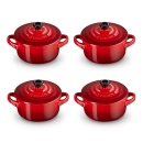 4 mini cocotte cm 10 in gres Rosso