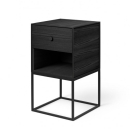comodino Frame Frassino tinto nero con cassetto