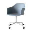 poltroncina da scrivania su ruote Light Blue base cromo HW48