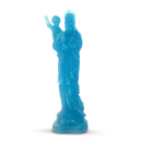 Vergine con Bambino statuetta in cera color celeste