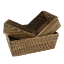 set 3 cestini rettangolari svasati in rattan