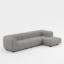 divano con chaise longue Mid Grey (Kvadrat Hallingdal 65 col. 0130)